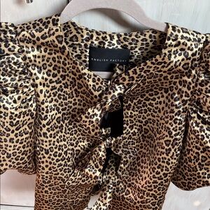English Factory Animal Print Puff Sleeve Blouse